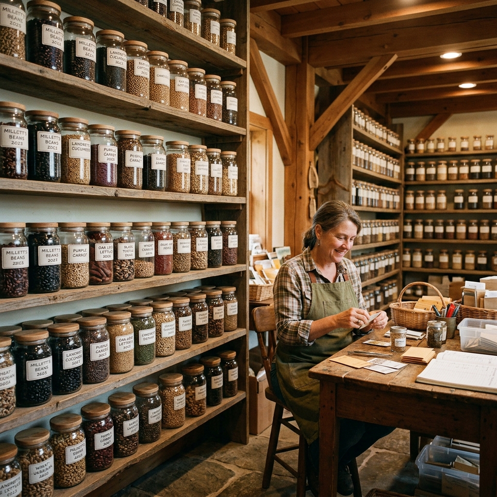 Community seed bank with traditional seed jars
